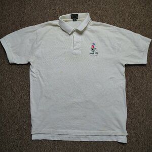 Vintage OLYMPIC GAMES ATLANTA 1996 Polo Shirt Men XL White Cotton Distressed